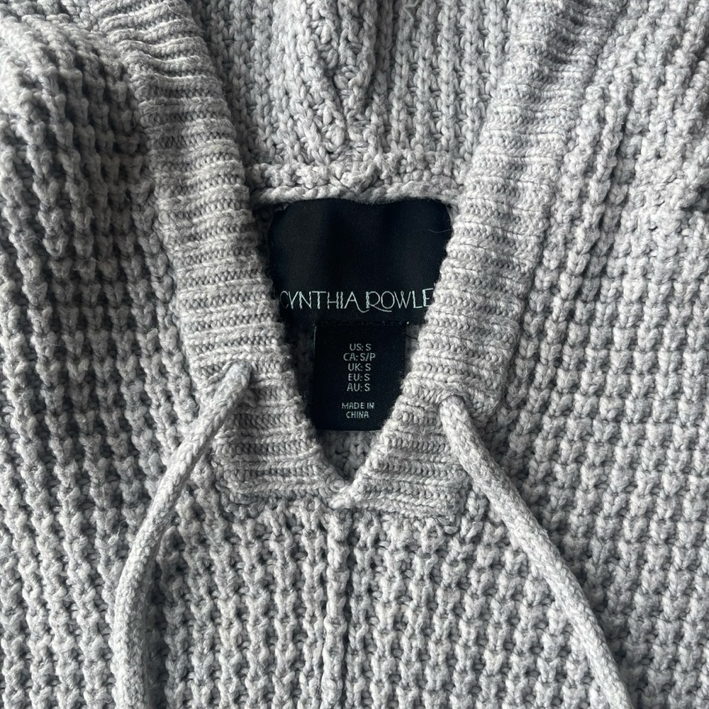 Cynthia Rowley Waffle Knit Gray Sweater Hoodie - Size Small - Picture 4 of 8